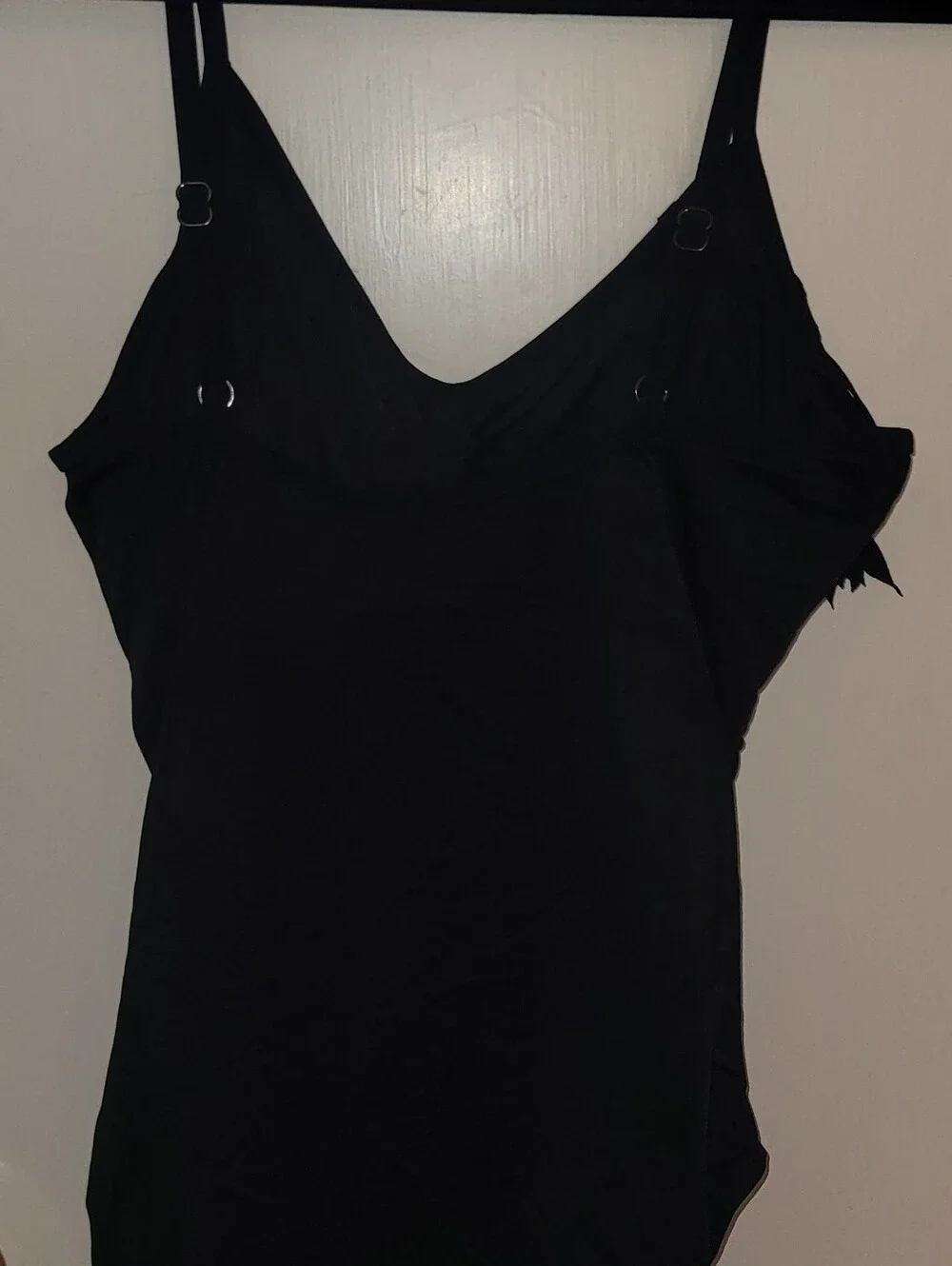 Magicsuit One Piece Swim Suit Size 12 Black With Fringe Front Ruched Slimming